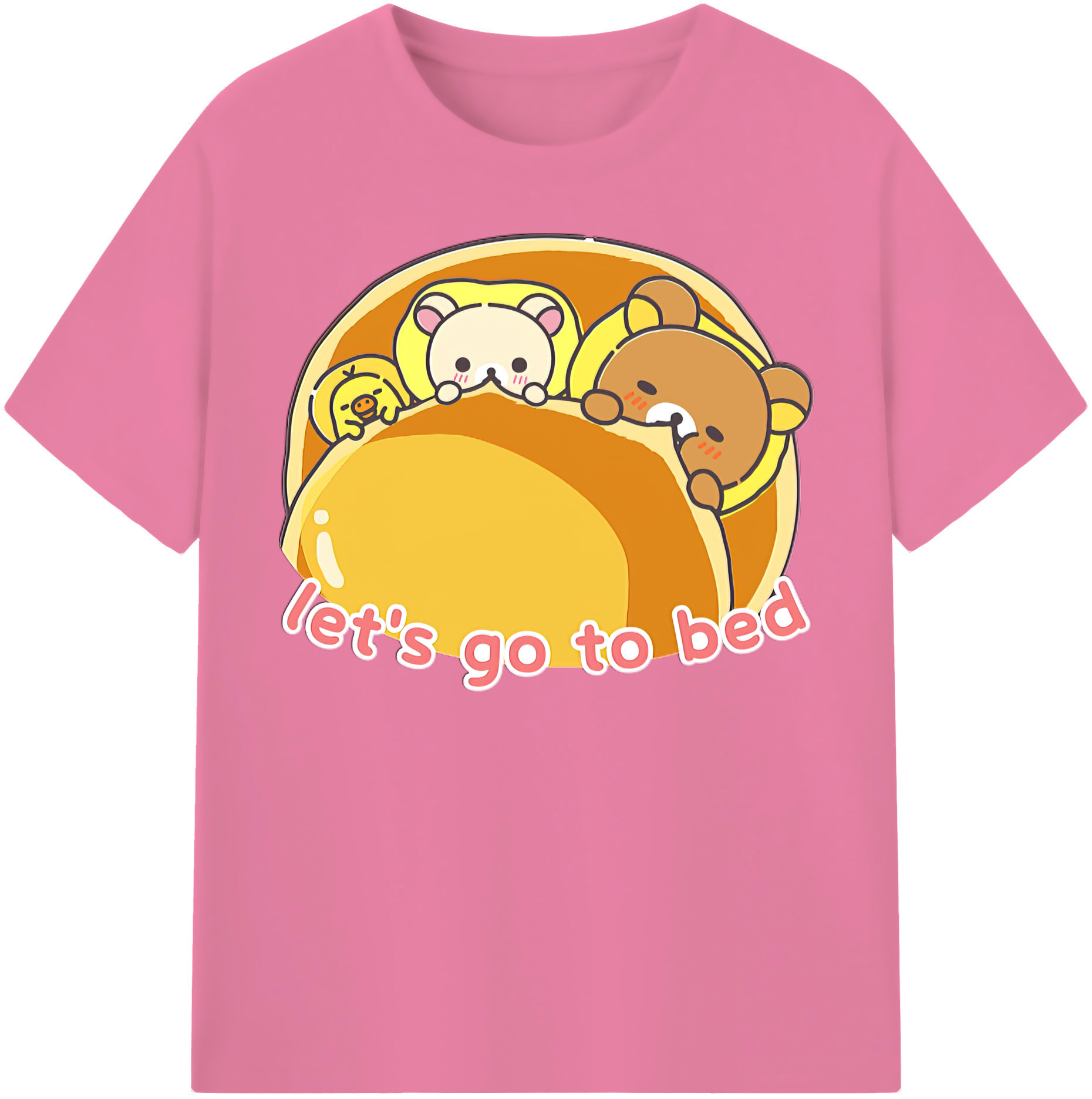 （画像用） リラックマ リラックマ キイロイトリ Rilakkuma Korilakkuma Kiiroitori 綿100％半袖Tシャツ（フロントプリント）